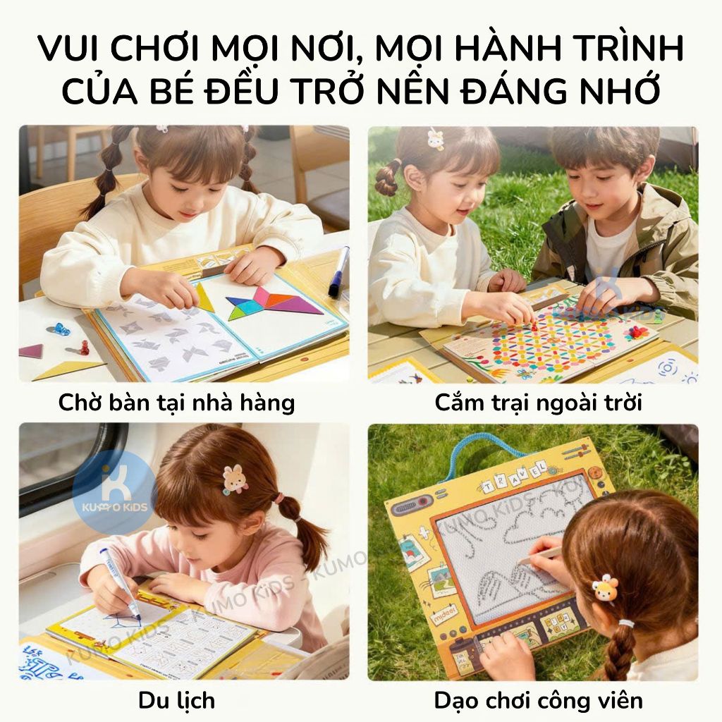 Bảng vẽ tự xóa Mideer Sensory Book - Bảng vẽ điện tử kèm trò chơi chủ đề du lịch cho bé