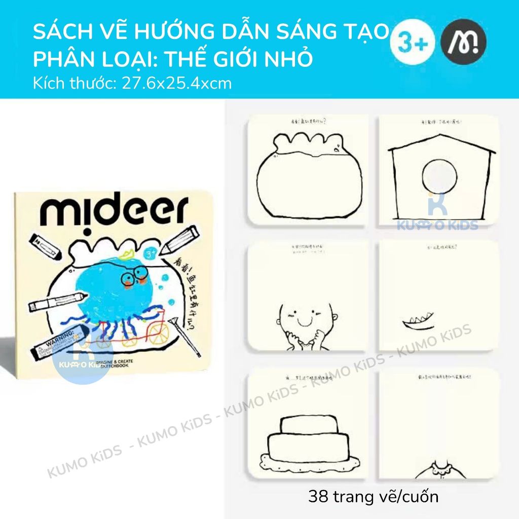 Sách Vẽ Sáng Tạo Cho Bé Mideer Inspire Blank Sketchbook Sách Tô Màu DIY Phát Triển Trí Tưởng Tượng 3 Tuổi+