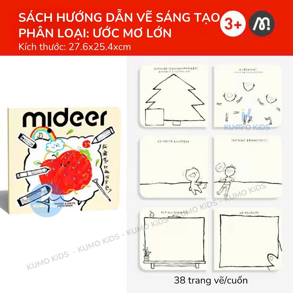 Sách Vẽ Sáng Tạo Cho Bé Mideer Inspire Blank Sketchbook Sách Tô Màu DIY Phát Triển Trí Tưởng Tượng 3 Tuổi+