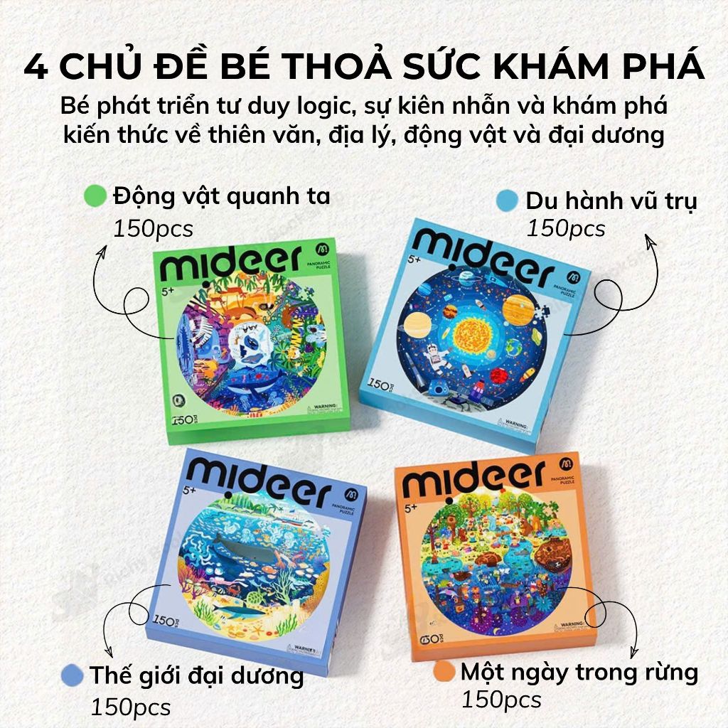 Ghép Hình Cho Bé 150 Mảnh Mideer Round Puzzle Đồ Chơi Trí Tuệ Puzzle Hình Tròn 5 Tuổi+