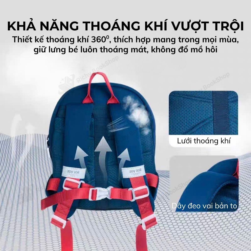 Balo Mầm Non Zoyzoii B79, Balo Siêu Nhẹ Cho Bé Đi Học Mẫu Giáo Bé Trai Bé Gái