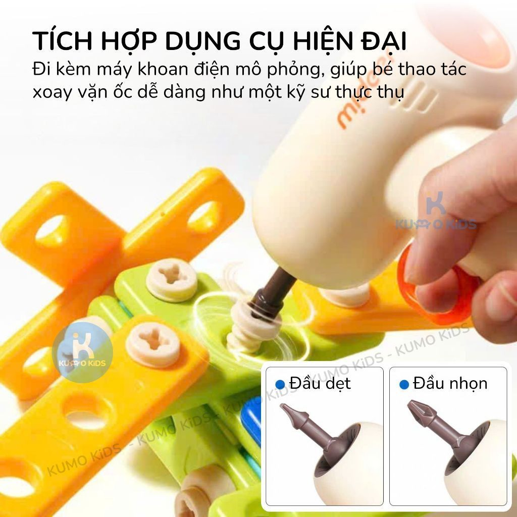 Bộ Lắp Ráp Ốc Vít Mideer Đồ Chơi Máy Vặn Vít Điện DIY Mô Hình 3D Cho Bé 6 Tuổi+