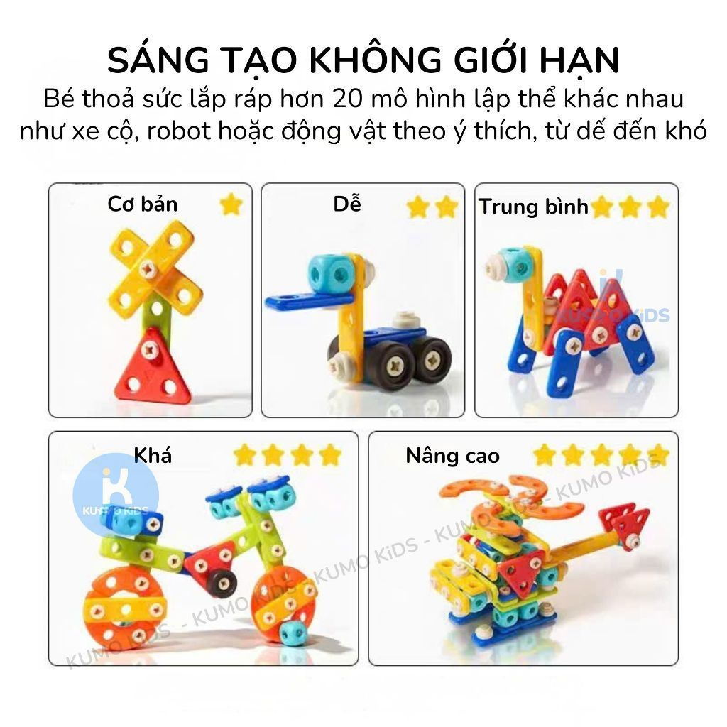 Bộ Lắp Ráp Ốc Vít Mideer Đồ Chơi Máy Vặn Vít Điện DIY Mô Hình 3D Cho Bé 6 Tuổi+