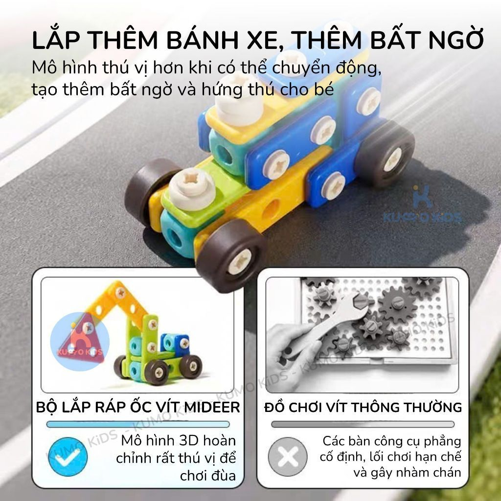 Bộ Lắp Ráp Ốc Vít Mideer Đồ Chơi Máy Vặn Vít Điện DIY Mô Hình 3D Cho Bé 6 Tuổi+