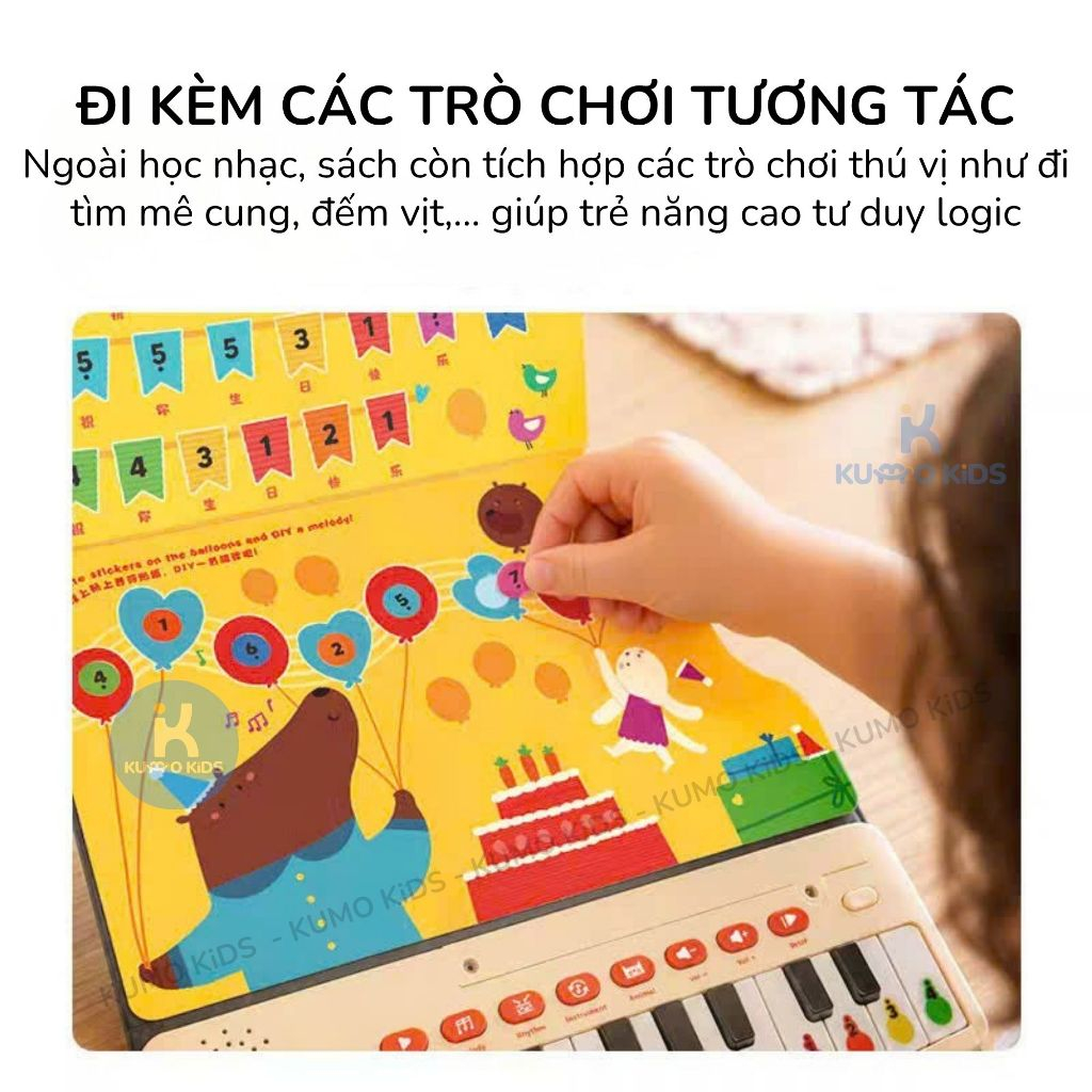 Sách Đàn Piano Điện Tử Thông Minh Mideer, Đồ Chơi Âm Nhạc Phím Màu Kèm 6 Bài Hát Và Giá Đỡ Bản Nhạc