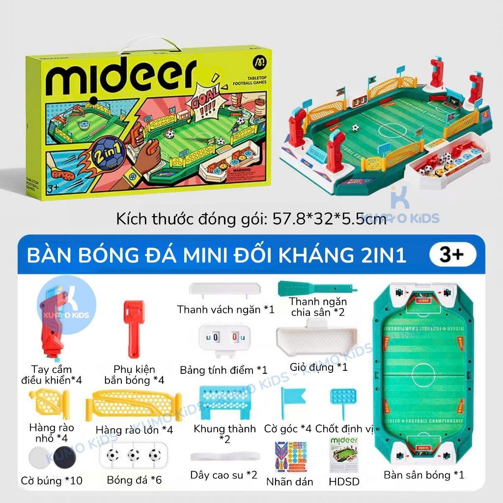 Sân Bóng Đá Mini 2 Trong 1 Mideer, Bàn Bóng Đá Đối Kháng Pinball Trò Chơi 2 Người Cho Bé 3 Tuổi+