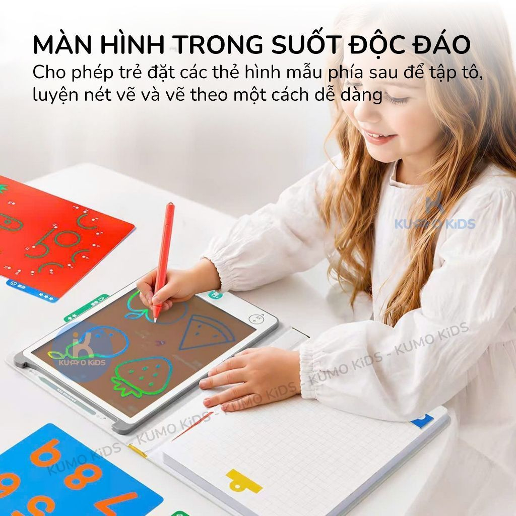 Bảng Vẽ LCD Thông Minh Tự Xóa Mideer, Bảng Vẽ Điện Tử Không Cần Giấy Kèm 15 Thẻ Mẫu Cho Bé 3 Tuổi+