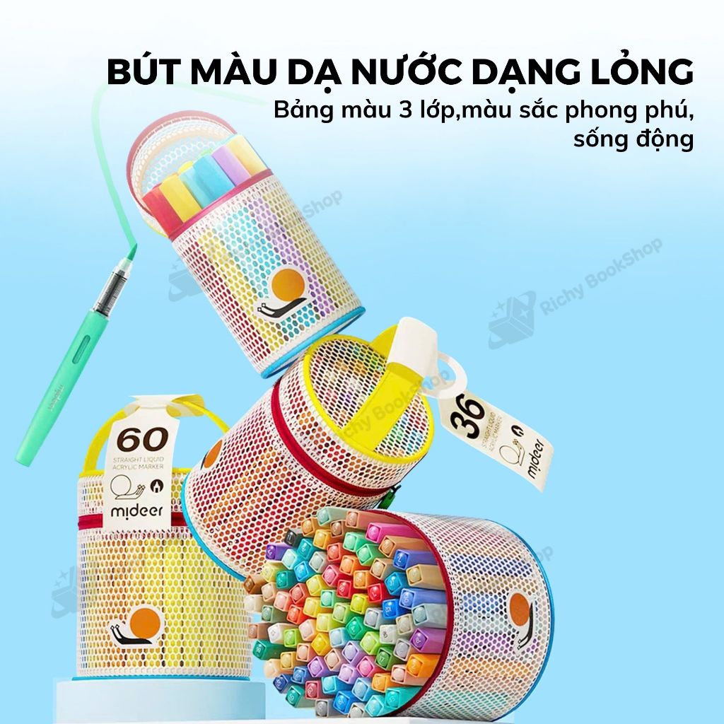 Màu dạ nước Acrylic Markers Mideer, bút màu nước dạng lỏng Mideer Straight Liquid Acrylic Marker