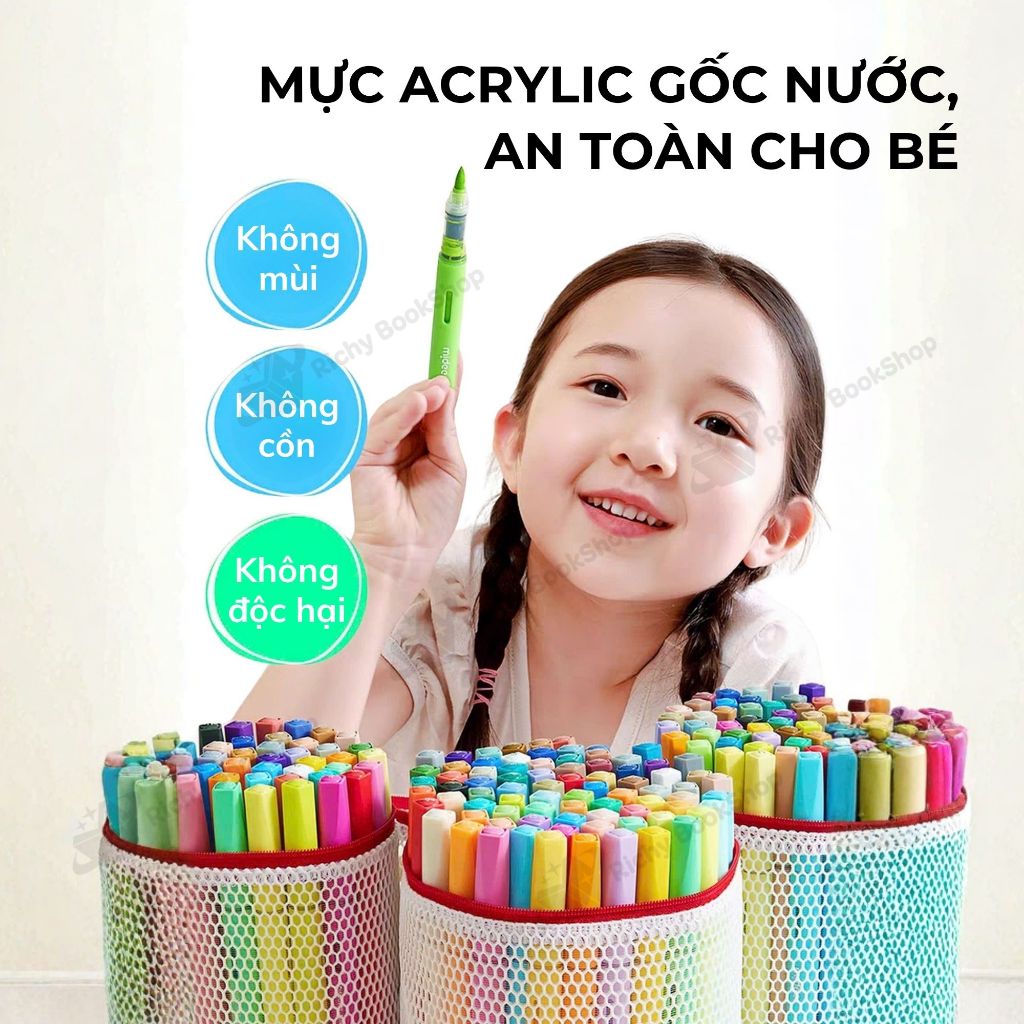 Màu dạ nước Acrylic Markers Mideer, bút màu nước dạng lỏng Mideer Straight Liquid Acrylic Marker