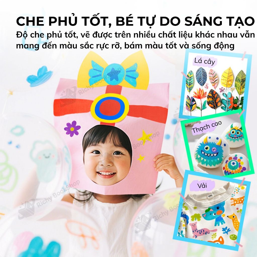 Màu dạ nước Acrylic Markers Mideer, bút màu nước dạng lỏng Mideer Straight Liquid Acrylic Marker