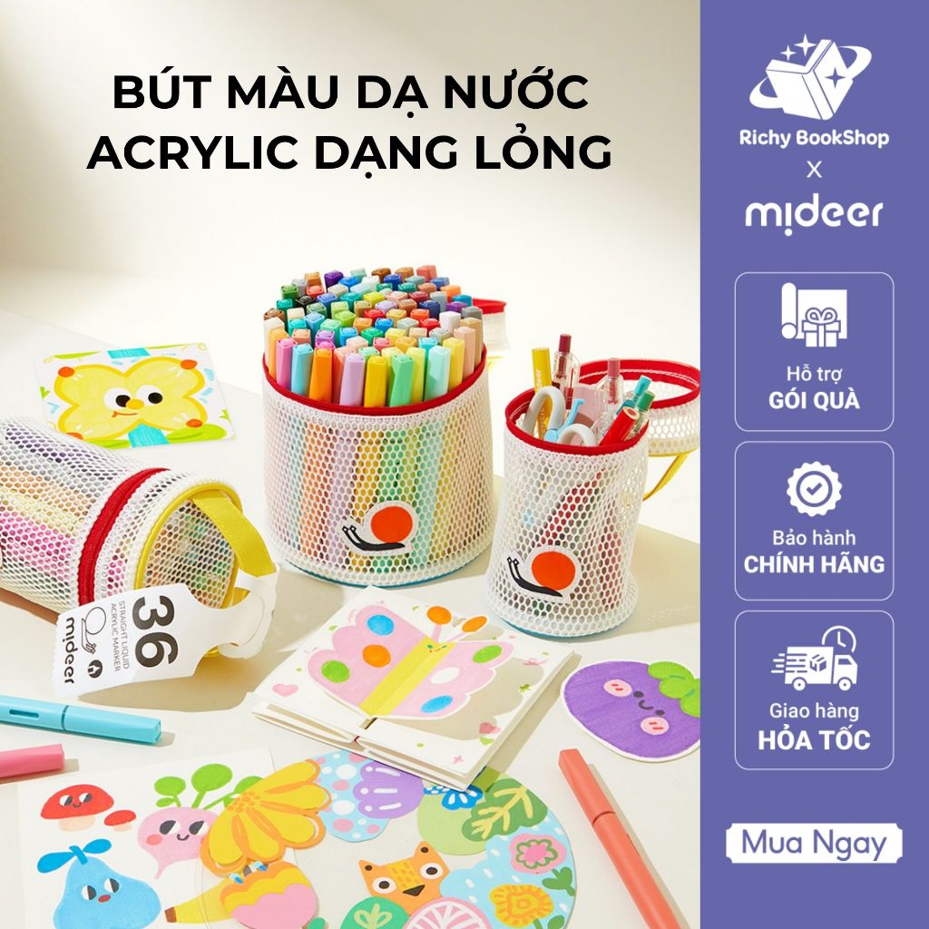 Màu dạ nước Acrylic Markers Mideer, bút màu nước dạng lỏng Mideer Straight Liquid Acrylic Marker
