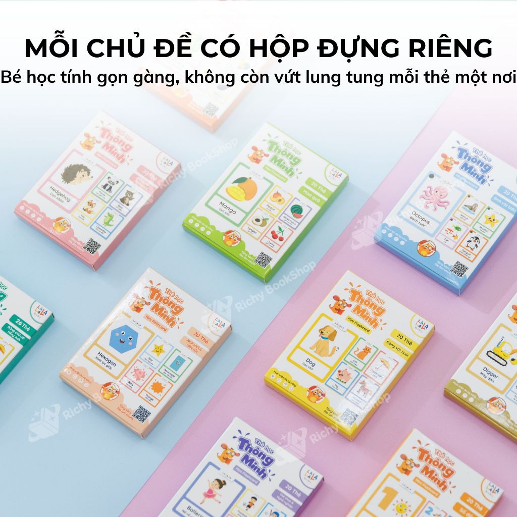 Thẻ học thông minh Flashcard mini song ngữ Anh Việt nhiều chủ đề cho bé - Thẻ học thông minh Lalala baby