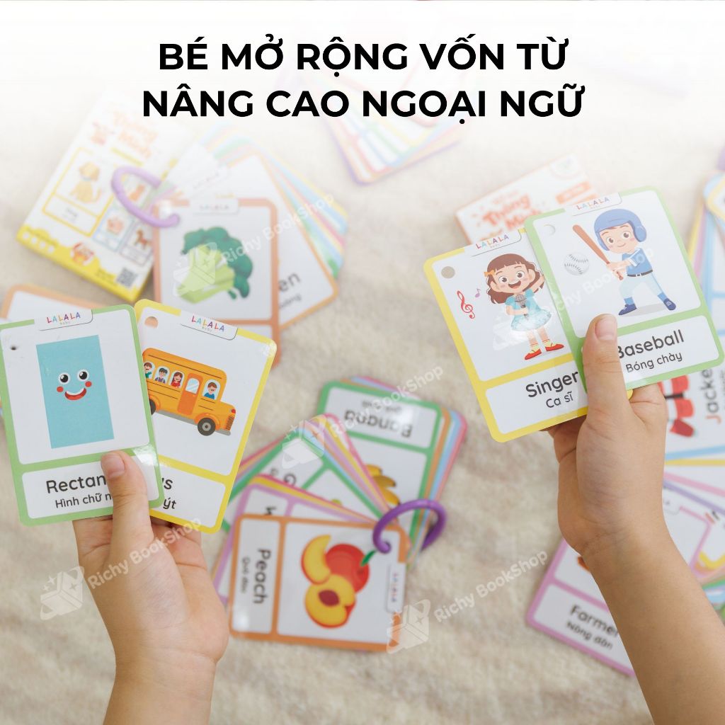 Thẻ học thông minh Flashcard mini song ngữ Anh Việt nhiều chủ đề cho bé - Thẻ học thông minh Lalala baby