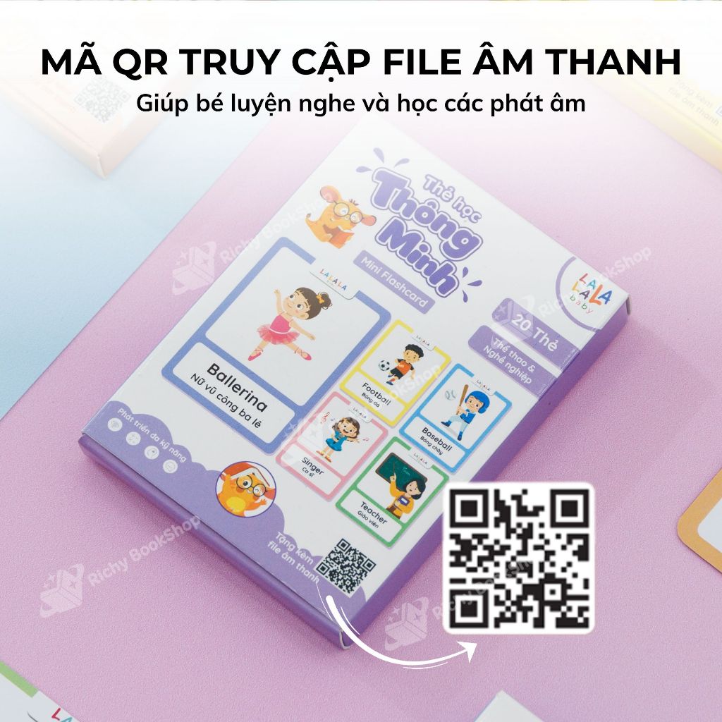 Thẻ học thông minh Flashcard mini song ngữ Anh Việt nhiều chủ đề cho bé - Thẻ học thông minh Lalala baby