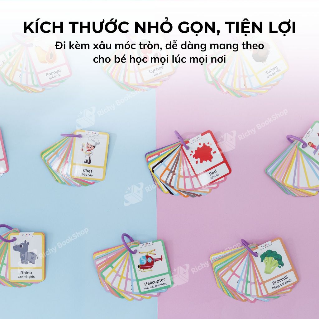 Thẻ học thông minh Flashcard mini song ngữ Anh Việt nhiều chủ đề cho bé - Thẻ học thông minh Lalala baby