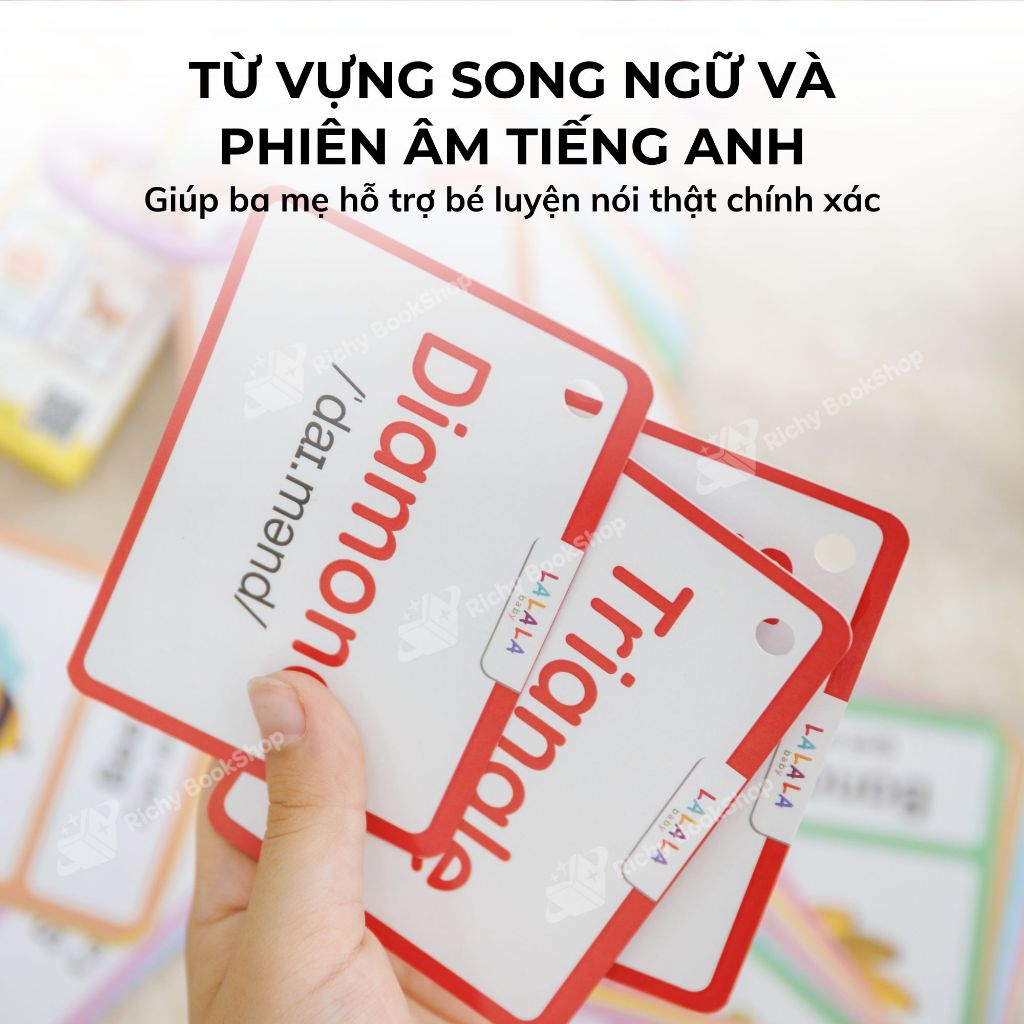 Thẻ học thông minh Flashcard mini song ngữ Anh Việt nhiều chủ đề cho bé - Thẻ học thông minh Lalala baby