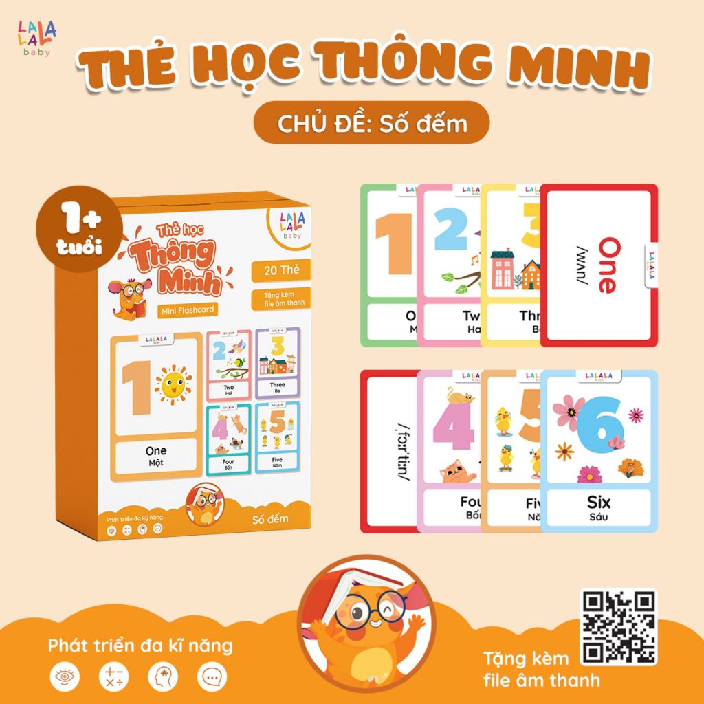 Thẻ học thông minh Flashcard mini song ngữ Anh Việt nhiều chủ đề cho bé - Thẻ học thông minh Lalala baby