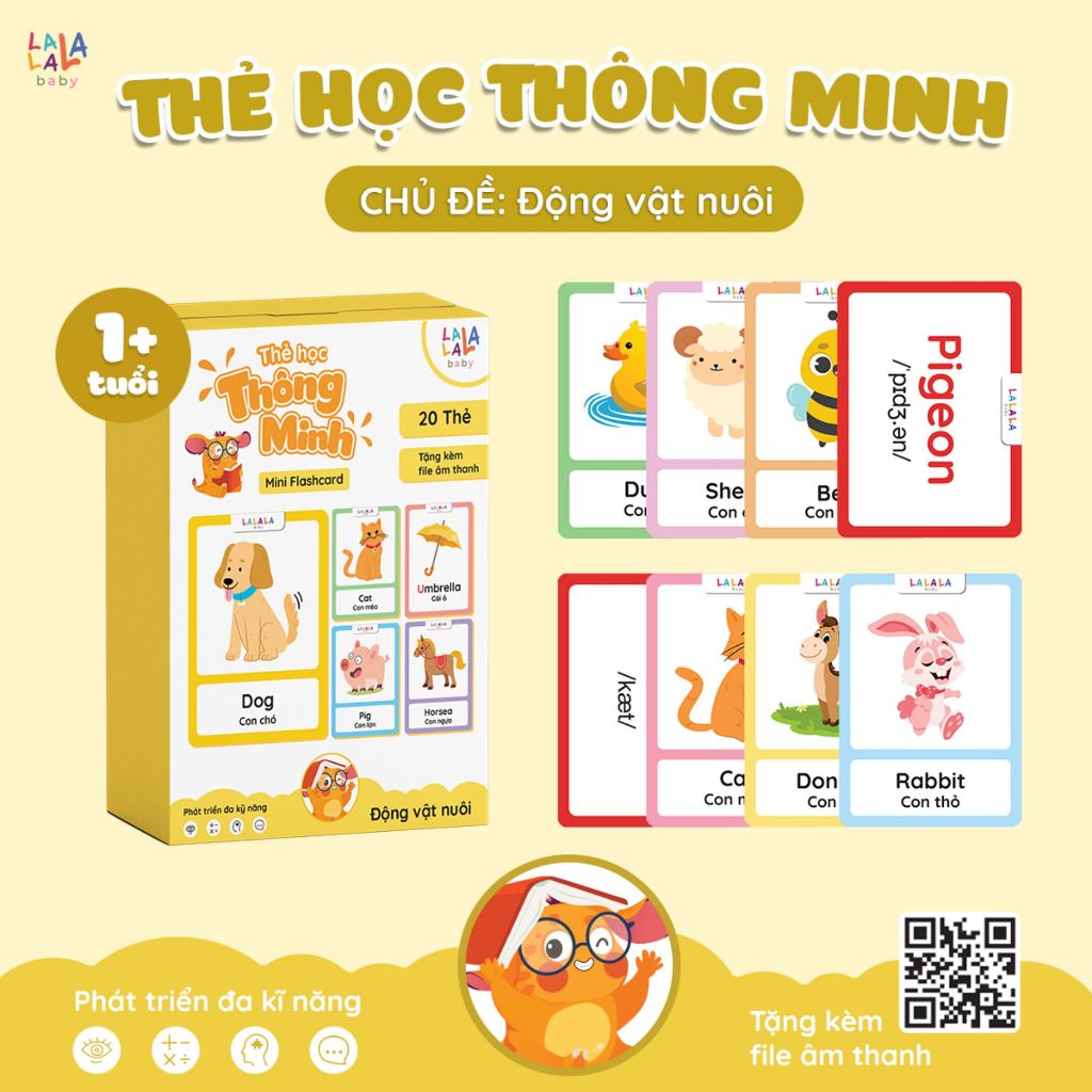 Thẻ học thông minh Flashcard mini song ngữ Anh Việt nhiều chủ đề cho bé - Thẻ học thông minh Lalala baby