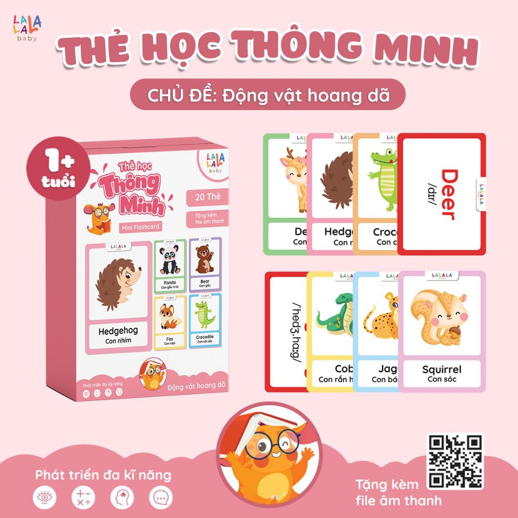 Thẻ học thông minh Flashcard mini song ngữ Anh Việt nhiều chủ đề cho bé - Thẻ học thông minh Lalala baby