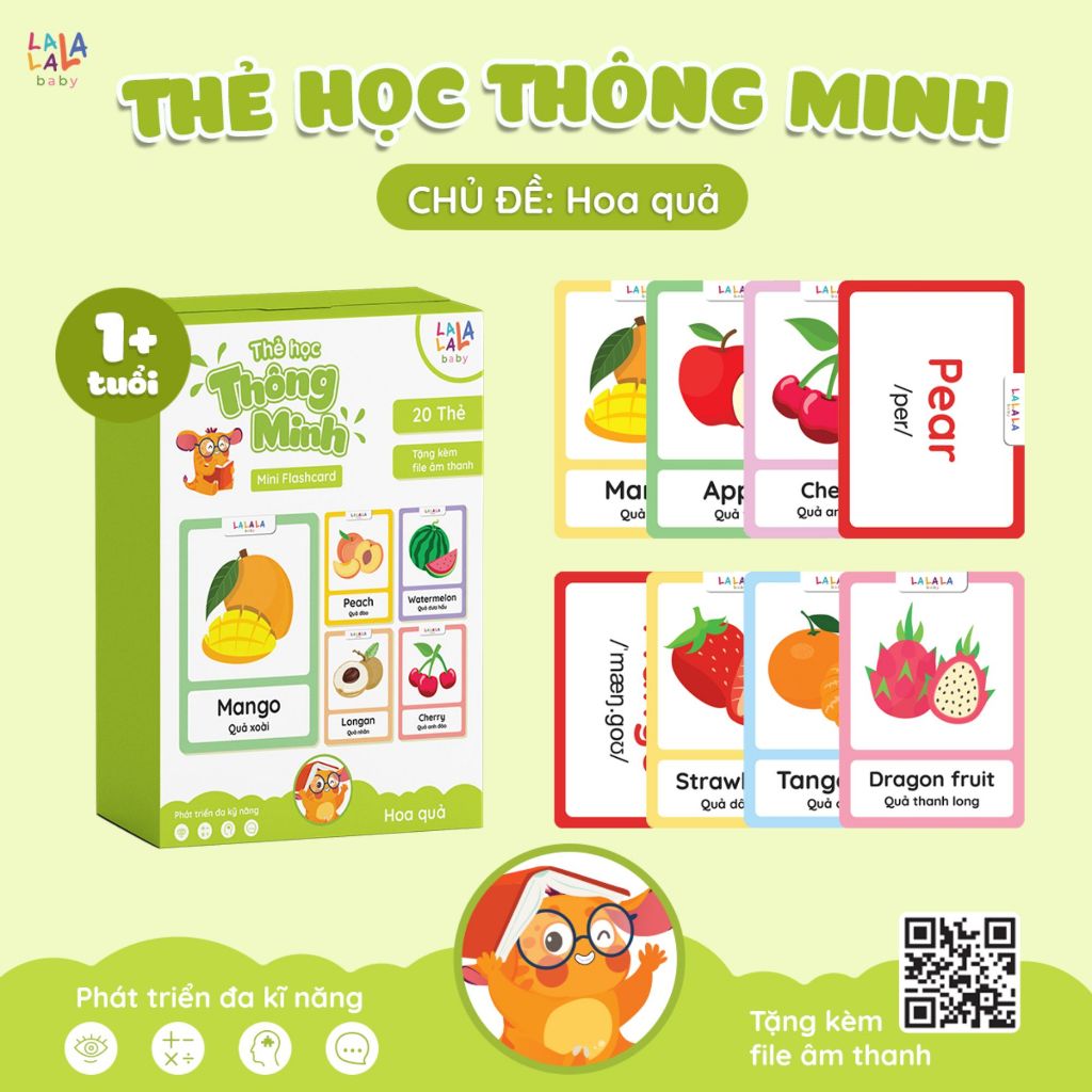 Thẻ học thông minh Flashcard mini song ngữ Anh Việt nhiều chủ đề cho bé - Thẻ học thông minh Lalala baby