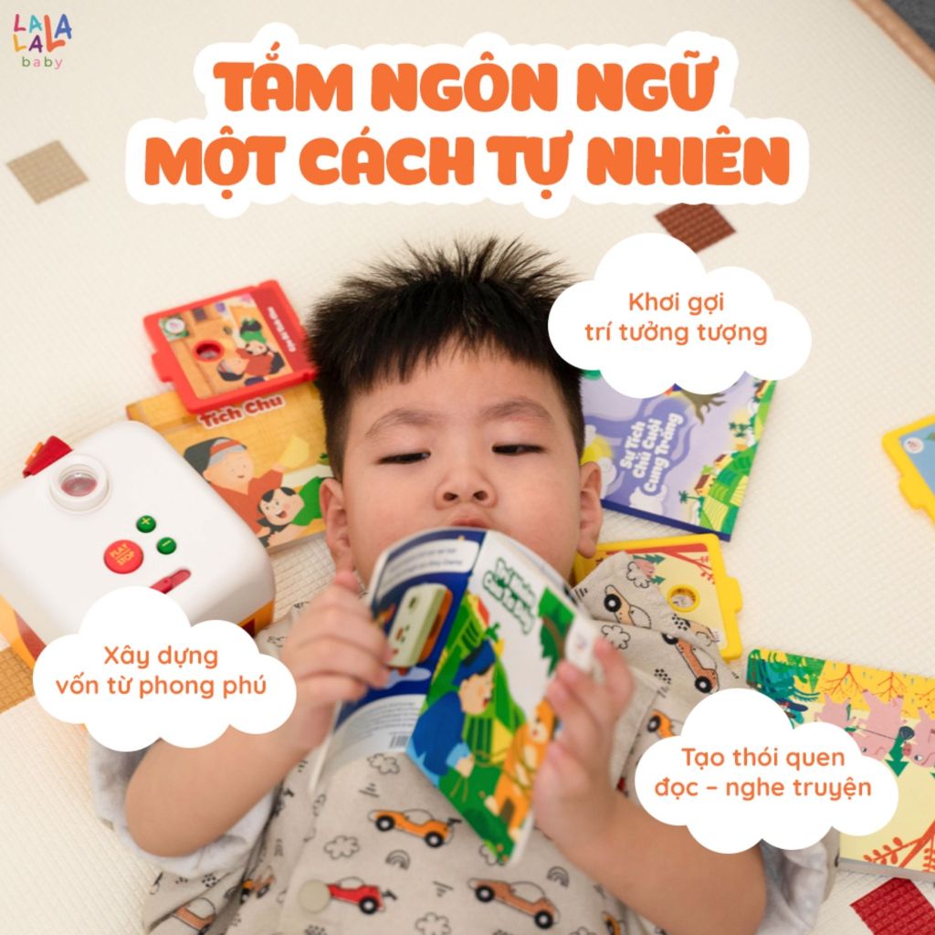 Máy Chiếu Kể Chuyện Cho Bé Lala Story Cinema - Đồ Chơi Âm Thanh Máy Chiếu Mini Kể Chuyện Song Ngữ Kèm Thẻ Sách Truyện