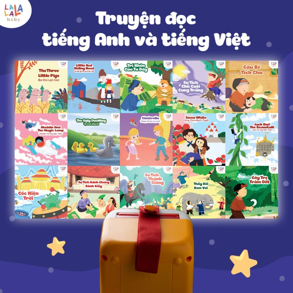Máy Chiếu Kể Chuyện Cho Bé Lala Story Cinema - Đồ Chơi Âm Thanh Máy Chiếu Mini Kể Chuyện Song Ngữ Kèm Thẻ Sách Truyện