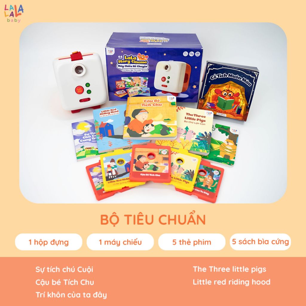 Máy Chiếu Kể Chuyện Cho Bé Lala Story Cinema - Đồ Chơi Âm Thanh Máy Chiếu Mini Kể Chuyện Song Ngữ Kèm Thẻ Sách Truyện