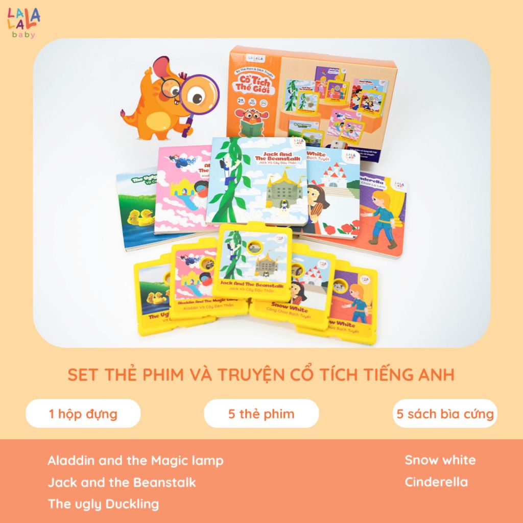 Máy Chiếu Kể Chuyện Cho Bé Lala Story Cinema - Đồ Chơi Âm Thanh Máy Chiếu Mini Kể Chuyện Song Ngữ Kèm Thẻ Sách Truyện