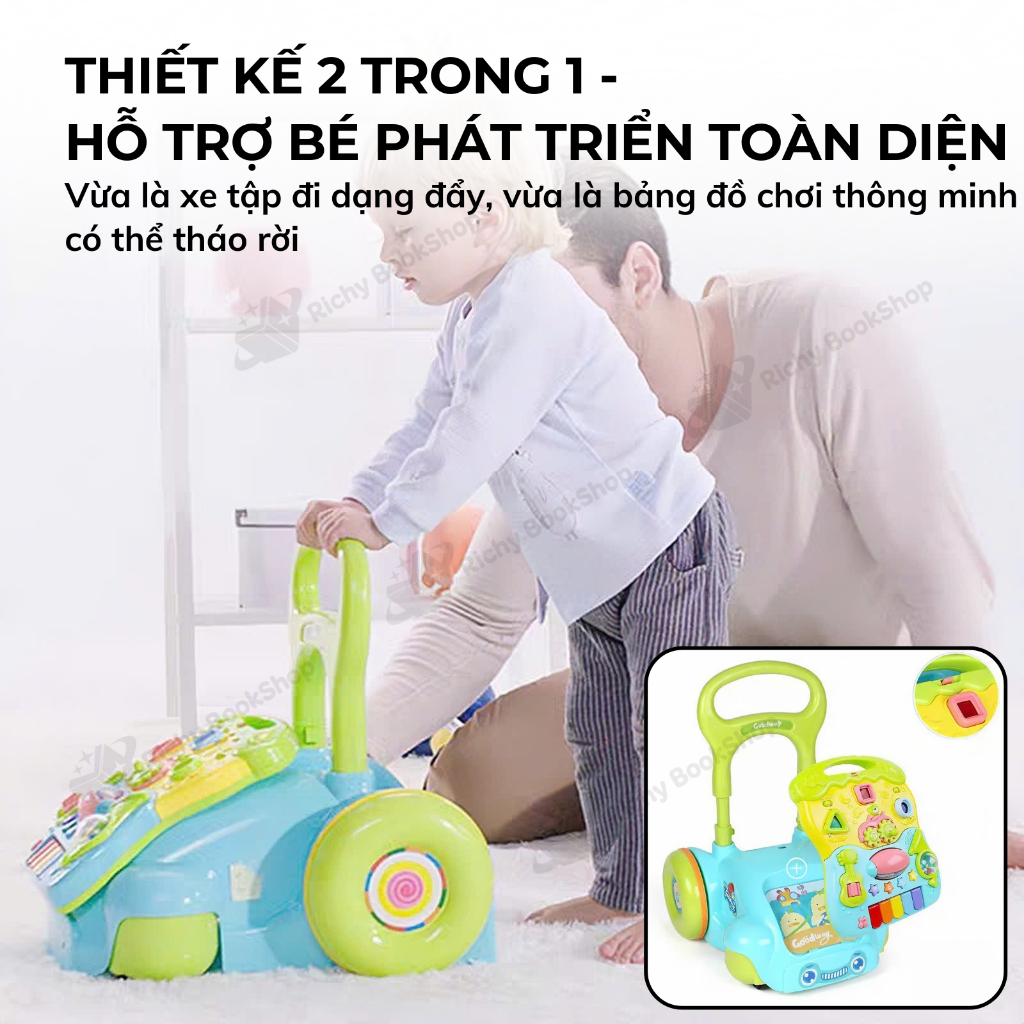 Xe đẩy tập đi có âm thanh kèm bảng đồ chơi montessori cho bé Goodway Music Baby Walker