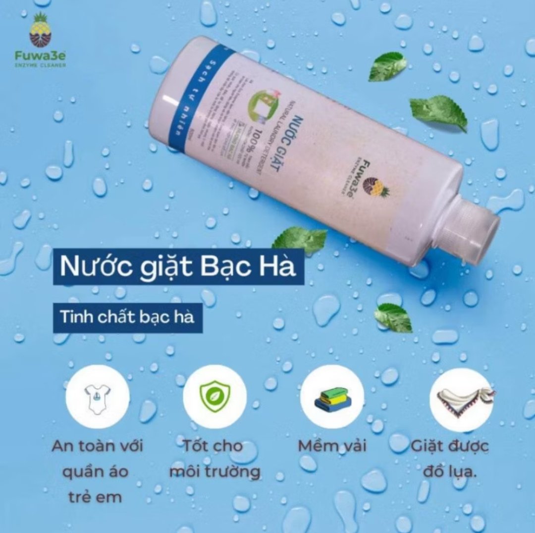 Nước giặt Fuwa3e Hộp 3 lít mua 2 tặng 1 rửa chén  + nước xúc miệng Vietherb