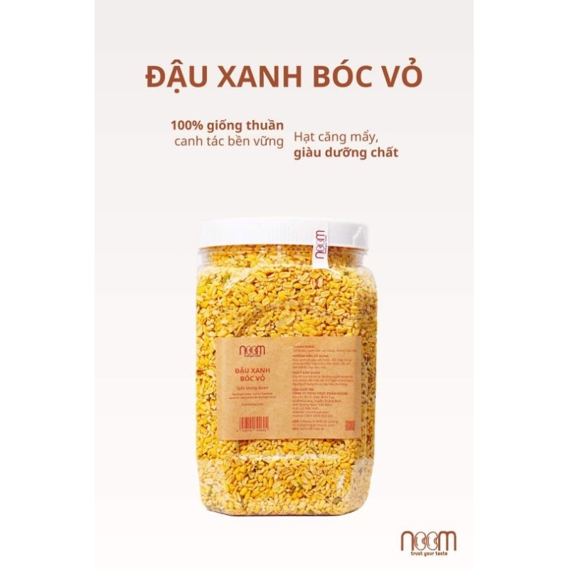 Đậu xanh hữu cơ giống thuần chủng tách vỏ - nguyên vỏ Noom