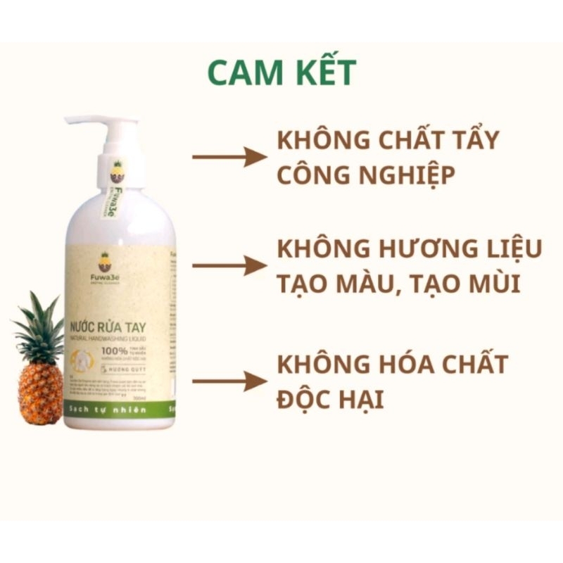 Nước rửa tay hữu cơ Fuwa3e 300ml / chai triết 1lít