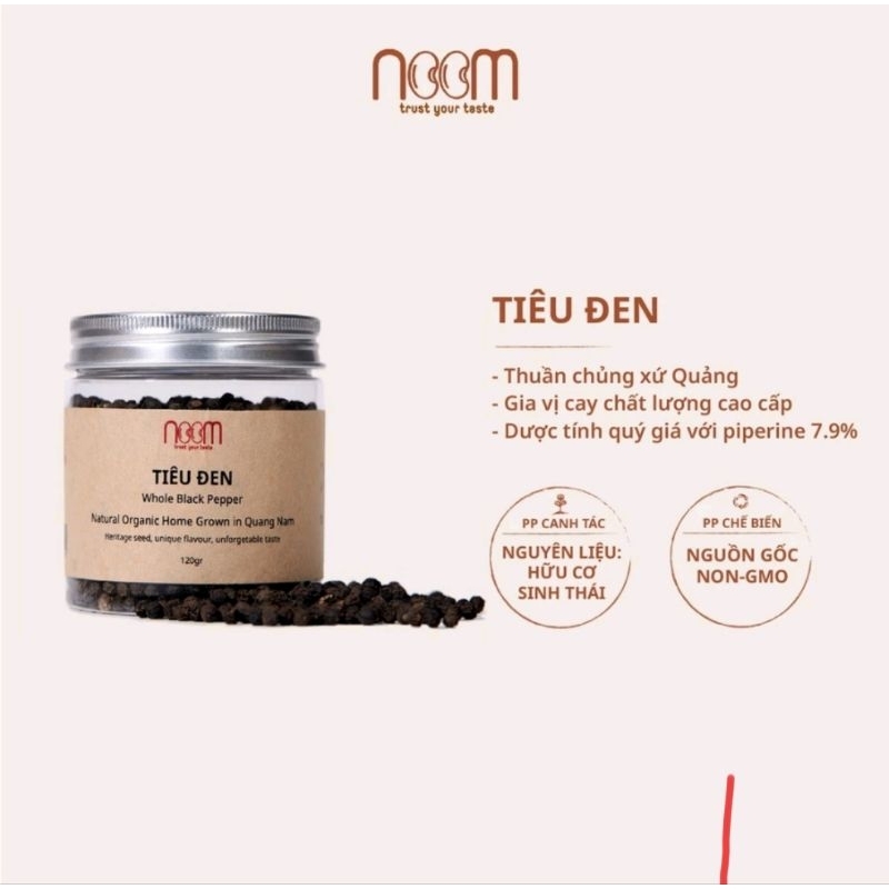 Hạt tiêu đen hữu cơ tự nhiên Noom 120g