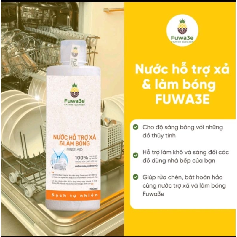 Nước làm bóng fuwa3e 500ml dùng cho mày rửa bát 100% tự nhiên