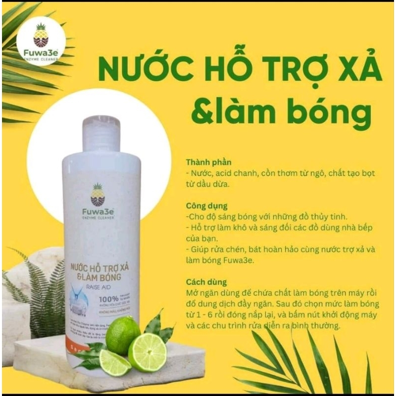 Nước làm bóng fuwa3e 500ml dùng cho mày rửa bát 100% tự nhiên