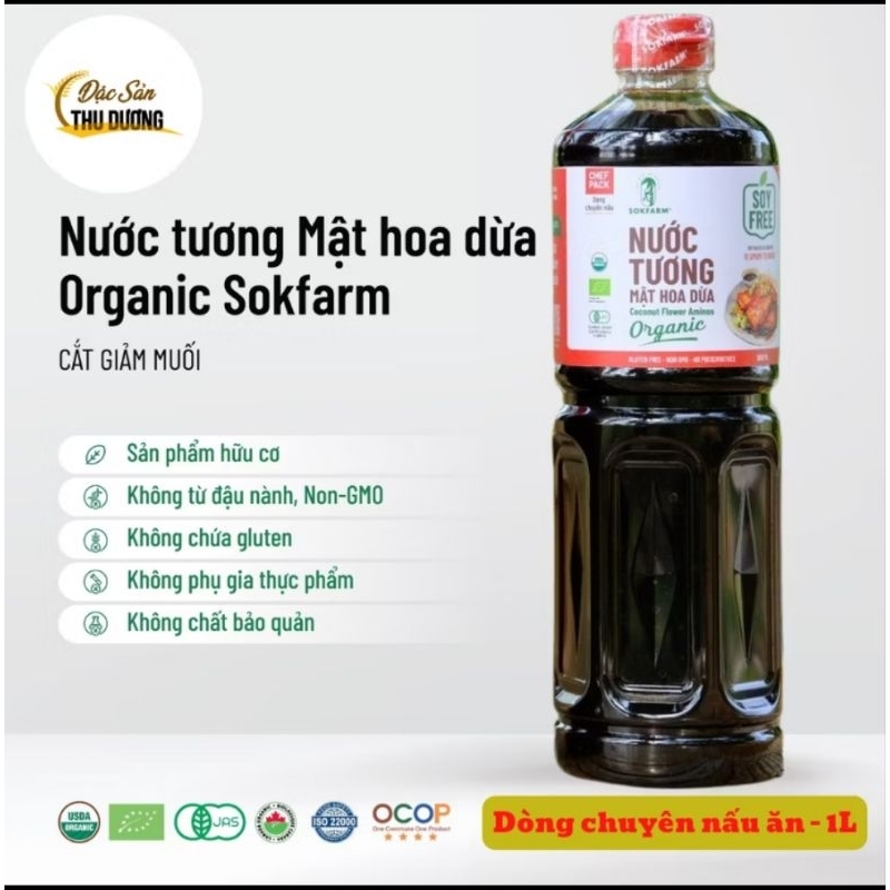 Nước tương mật hoa dừa Sokfarm dòng chuyên nấu ăn 1lít