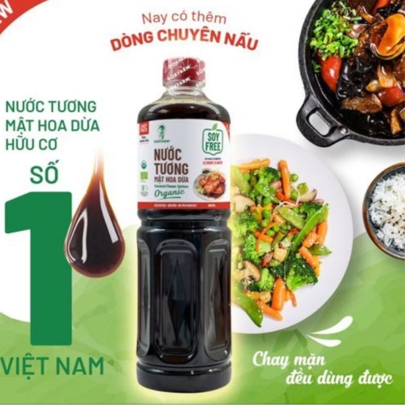 Nước tương mật hoa dừa Sokfarm dòng chuyên nấu ăn 1lít
