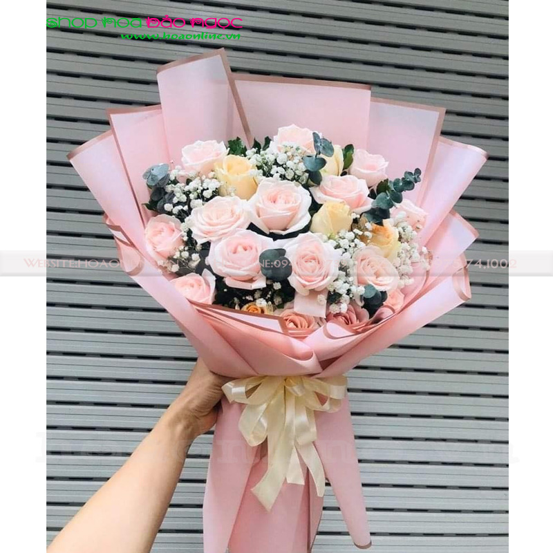 bó hoa hồng phấn BN-B0263