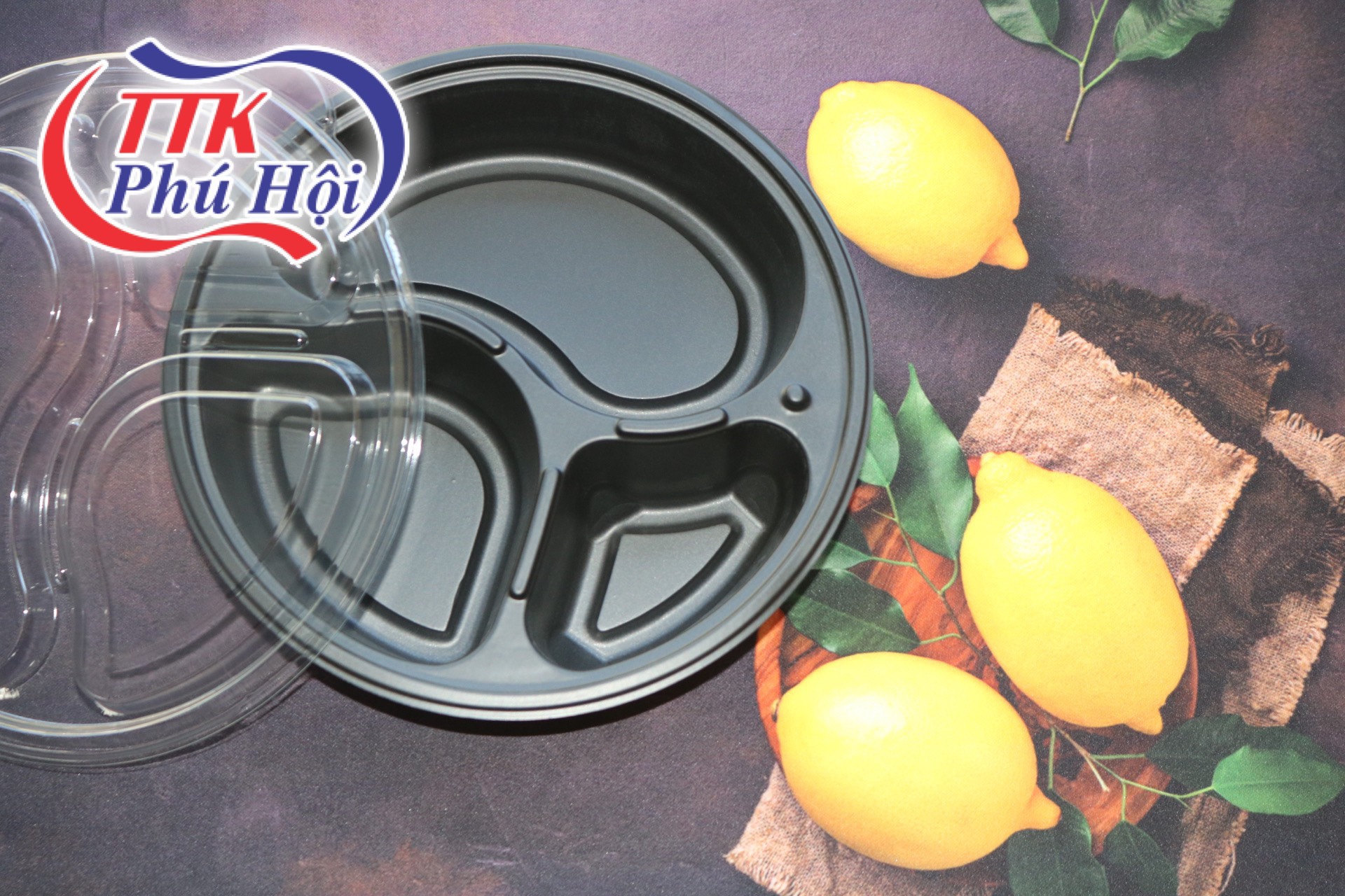 Hộp nhựa đựng cơm 3 ngăn tròn