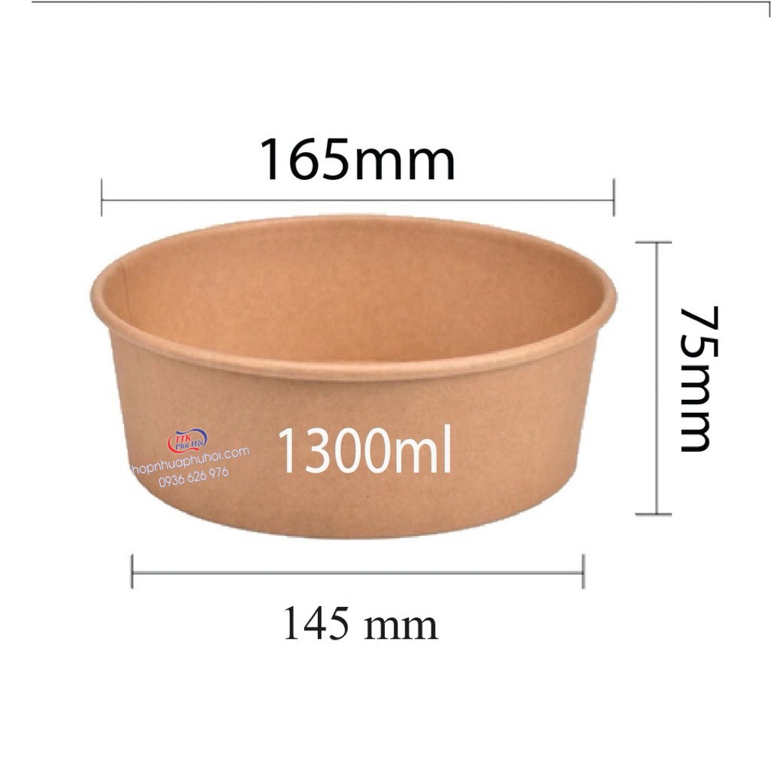 Tìm hiểu tô giấy kraft 1300ml đựng bún phở, salad, trái cây gọt sẵn, ....