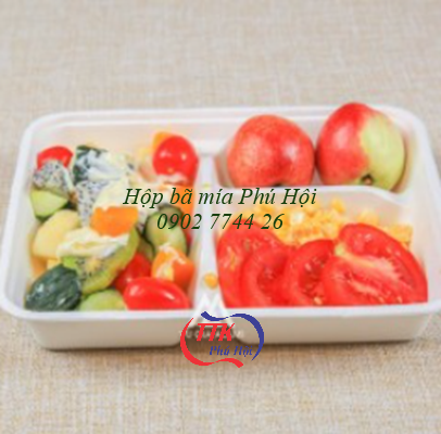 Hộp bã mía 3 ngăn đựng cơm