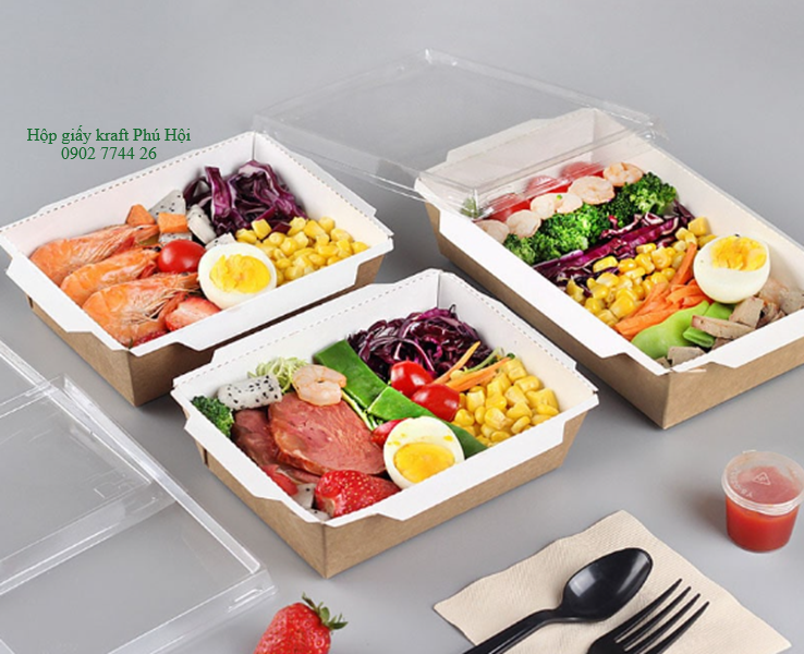 Hộp giấy kraft đựng thức ăn giá rẻ ở quận Thủ Đức, quận Bình Tân, quận Bình Thạnh TP HCM