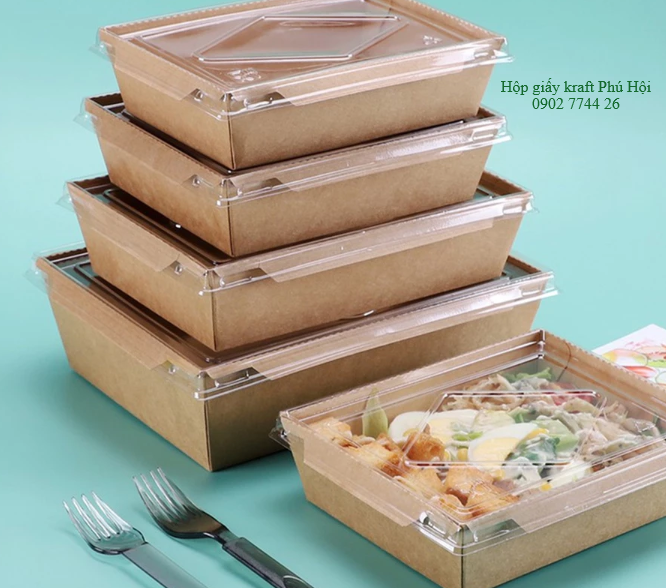 Mua Hộp Giấy Kraft – Nắp Nhựa Trong