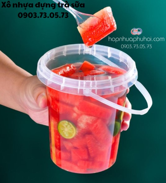 Xô nhựa đựng trà sữa, trà trái cây mát lạnh mùa hè giá rẻ tại tp HCM
