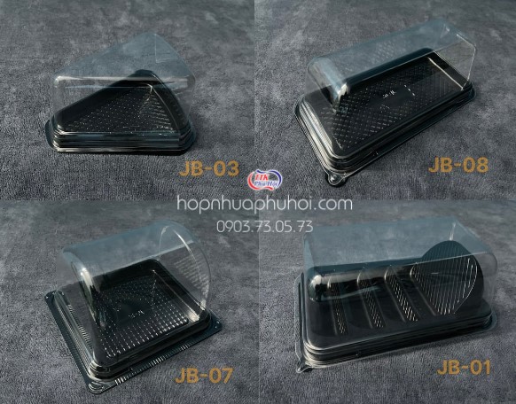 Các mẫu hộp nhựa đế đen đựng bánh hot nhất hiện nay