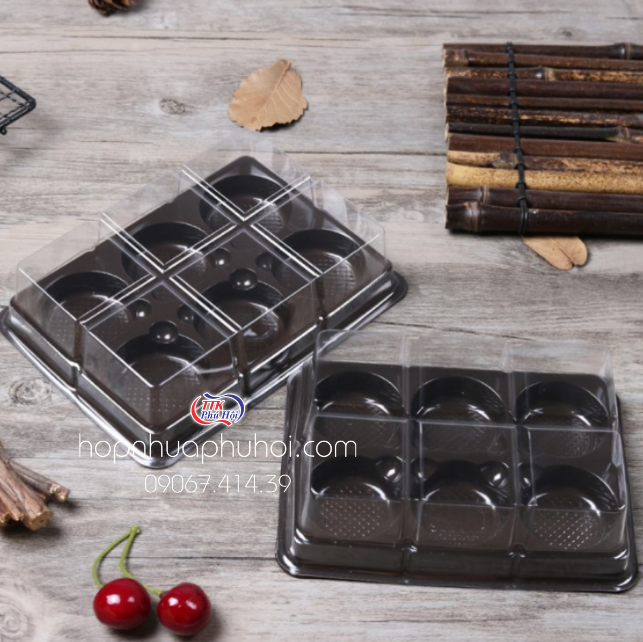 Khay nhựa chia ô đựng bánh ngọt, cupcake, muffin, tiramisu , bánh trung thu,..