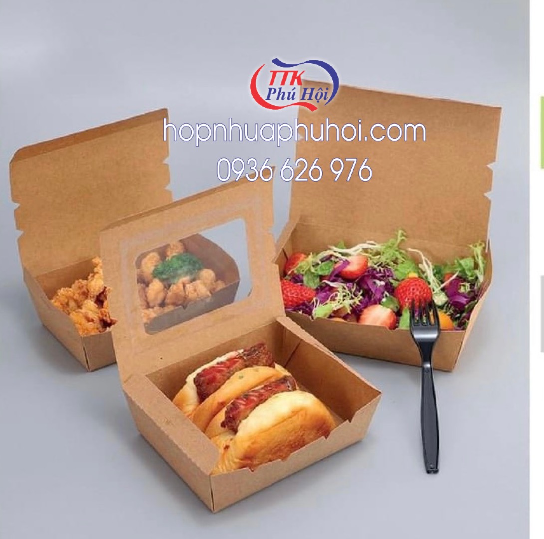 Hộp giấy Kraft đựng thức ăn nhanh giá rẻ