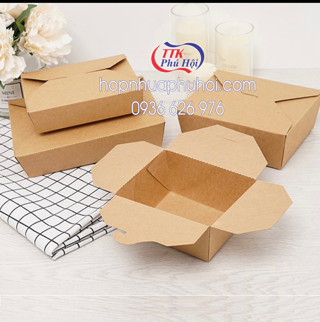 Hộp giấy đựng đồ ăn có nắp gài