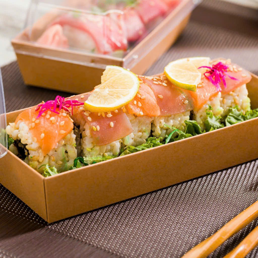 Hộp Giấy Kraft Nắp Trong Đựng Sushi – Xu Hướng Bao Bì Đẹp, Chất, An Toàn Cho Ẩm Thực Hiện Đại