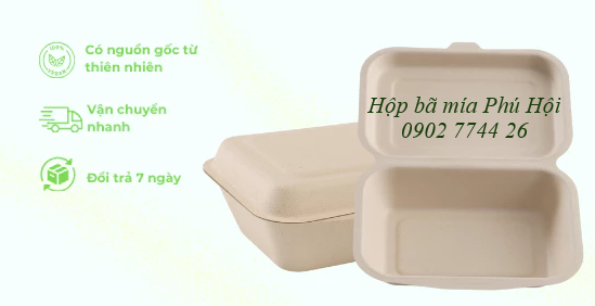 Hộp bã mía 1 ngăn nắp liền 450ml tại TP HCM